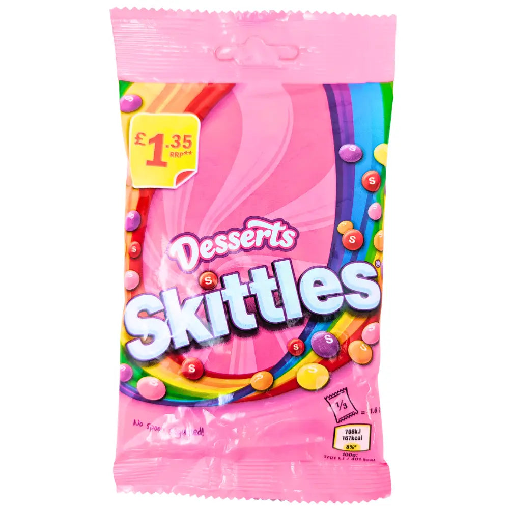 Skittles Desserts Sweets Pouch 125g UK Case 12 Count - Candy