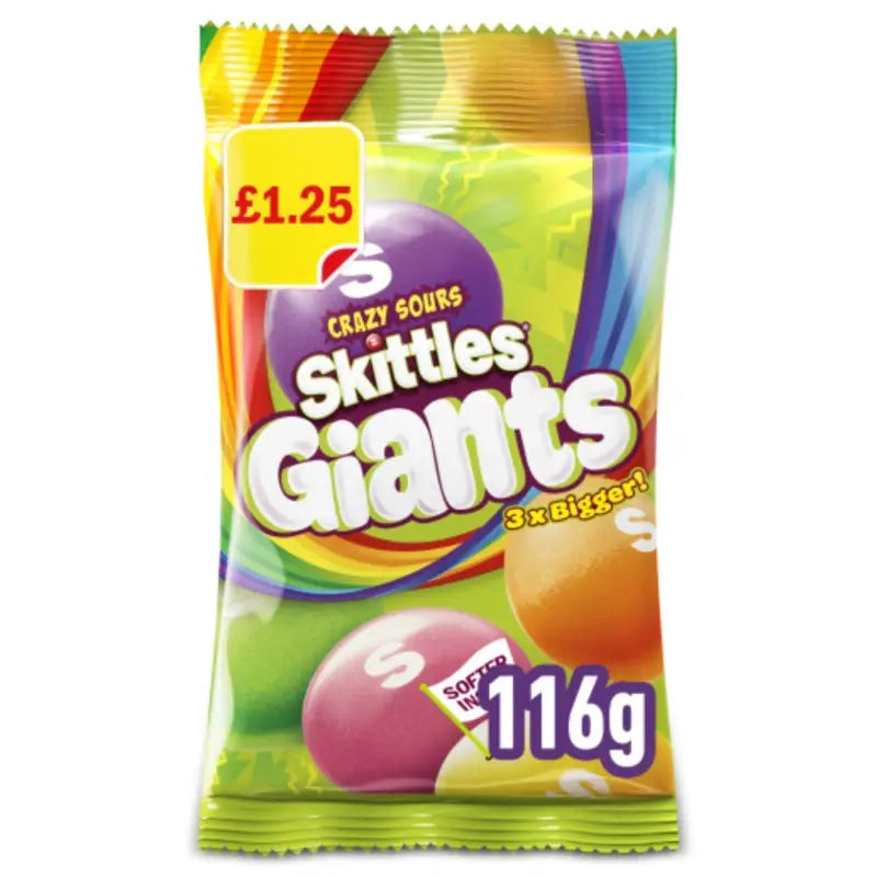 Skittles Giants Crazy Sours (UK) Peg Bag 116g case 14