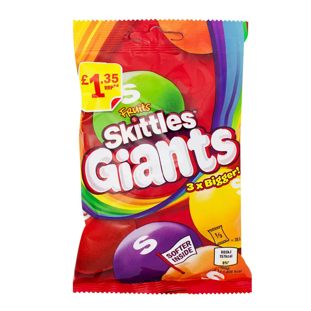Skittles Giants Fruits Candy 116g UK Case 14 Count - Candy