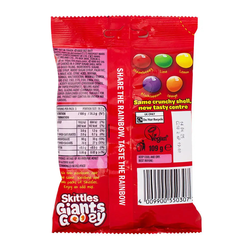 Skittles Giants Gooey Candy (UK) - 109g case 14ct - candy