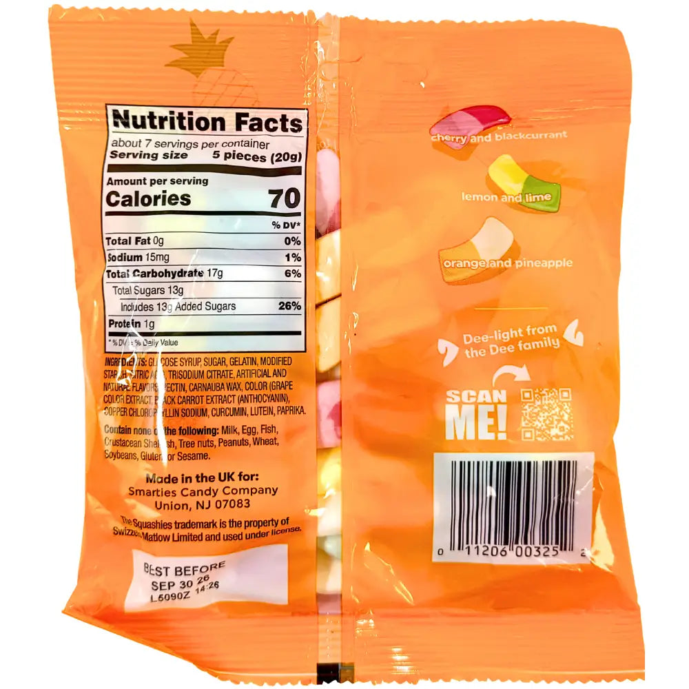 Smarties Squashies Mixed Fruit Chewy Gummy Sweets 141g Case