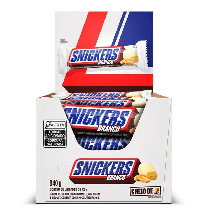 Case Snickers Snickers Branco – white chocolate Brazil 42g case of 20 - Echo Sales Canada