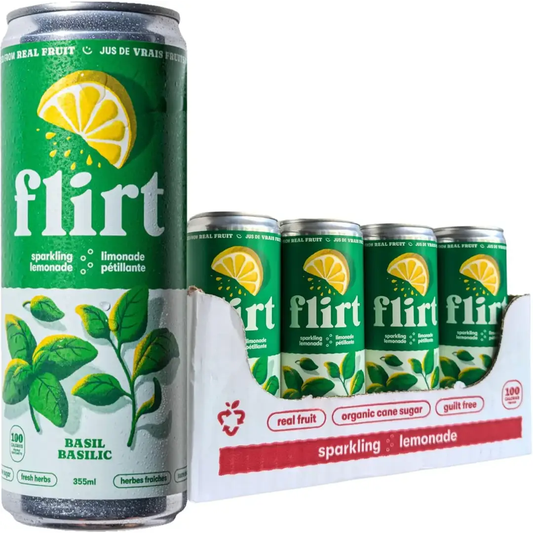 Flirt Sparkling Basil Lemonade - 12 x 355ml - lemonade
