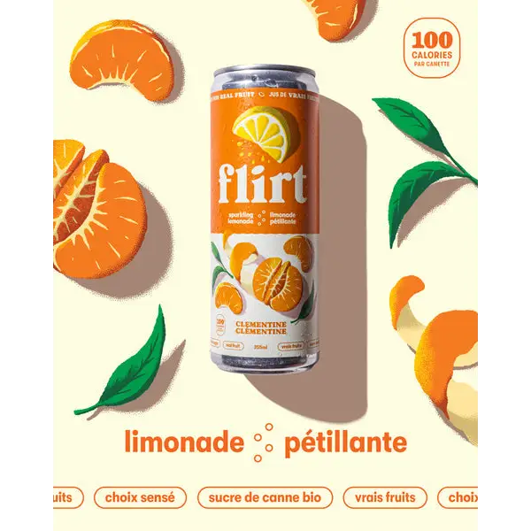 Flirt Sparkling Clementine Lemonade 12 x 355ml lemonade