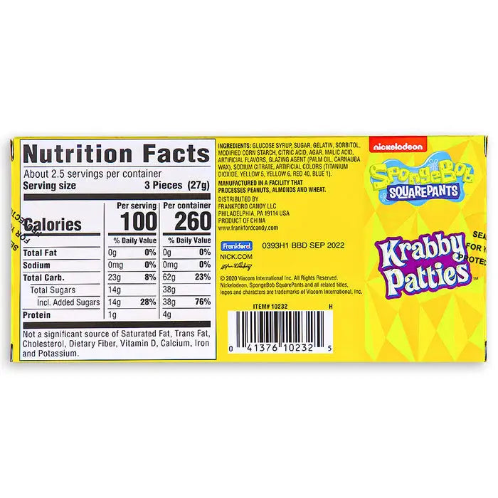 Sponge Bob Krabby Patties-MASTER CASE- 72x 2.54oz
