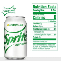 Sprite Zero Sugar Lemon-Lime Soda 12 Cans X 355 Ml 12 fl oz