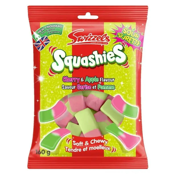 Squashies Sour Cherry & Apple Soft and chewy candy Bag,160g