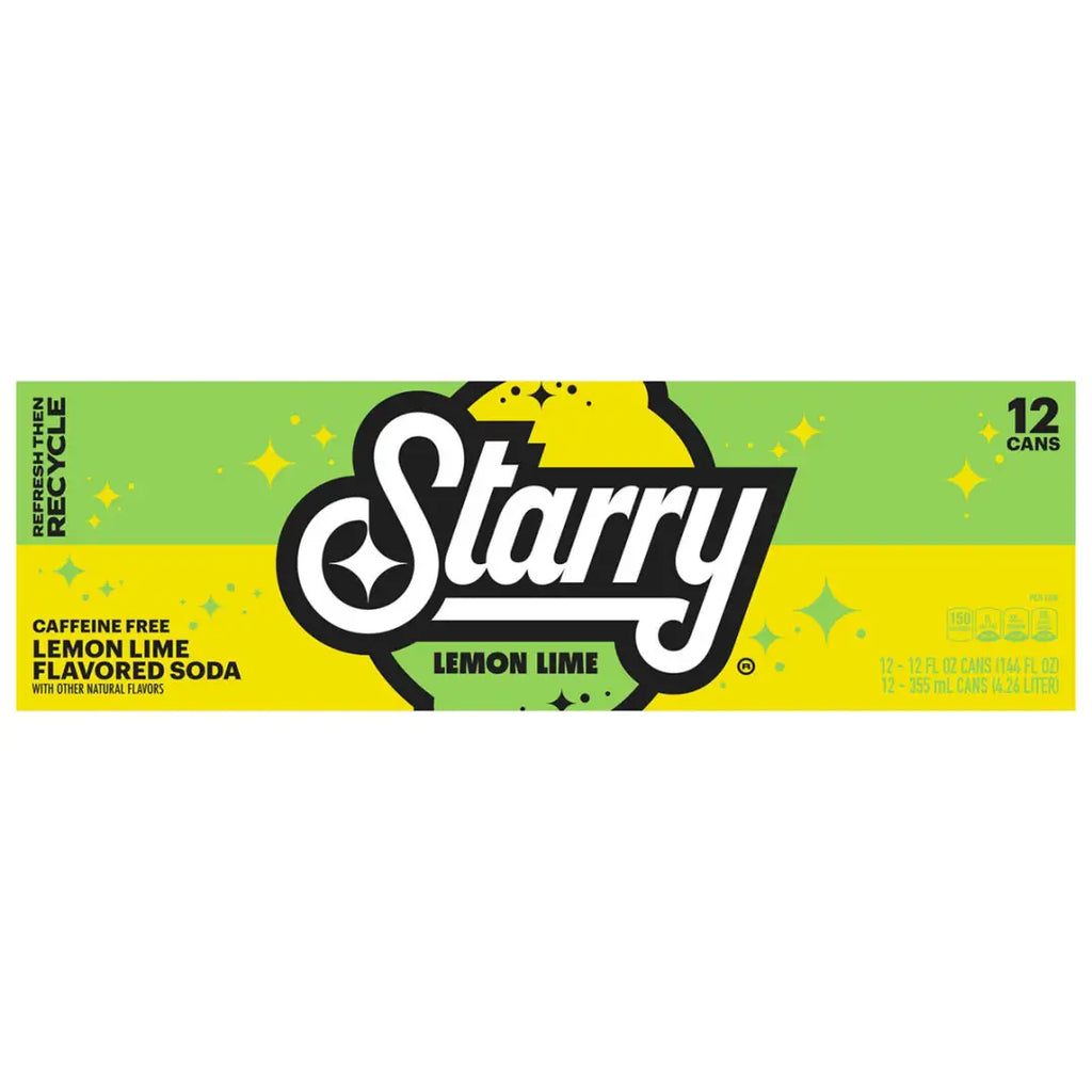 Starry Lemon Lime Soda Caffeine Free 12 Fl Oz Can Case 12