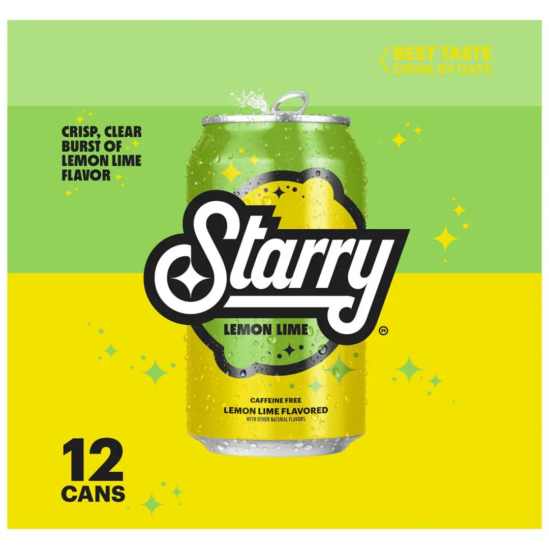 Starry Lemon Lime Soda Caffeine Free 12 Fl Oz Can Case 12