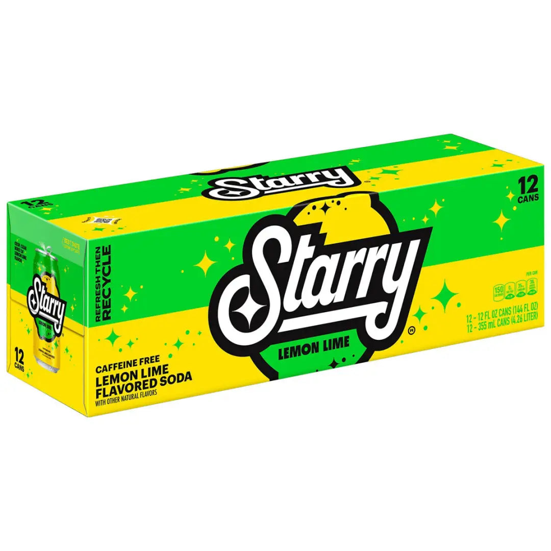 Starry Lemon Lime Soda Caffeine Free 12 Fl Oz Can Case 12