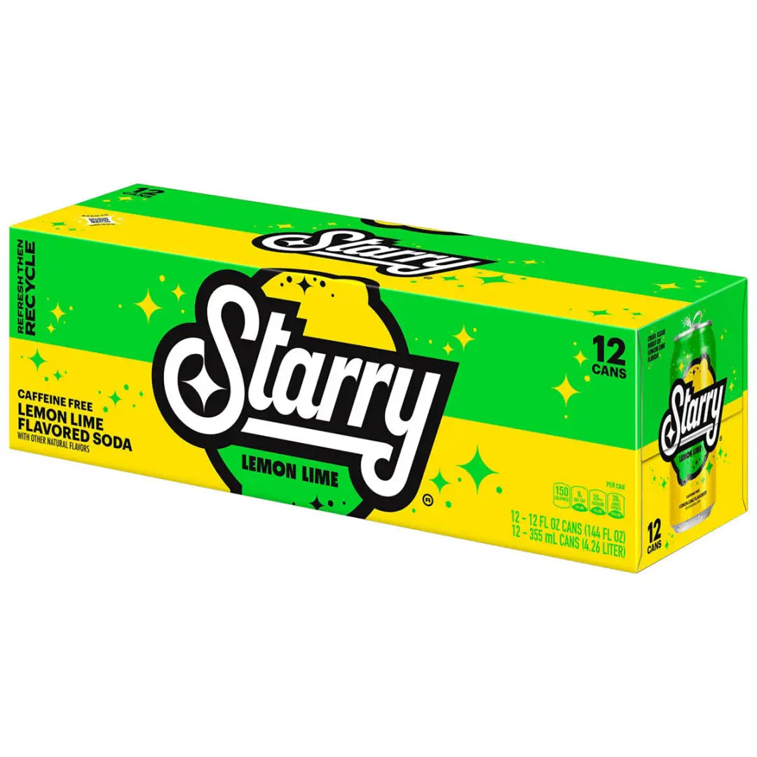Starry Lemon Lime Soda Caffeine Free 12 Fl Oz Can Case 12