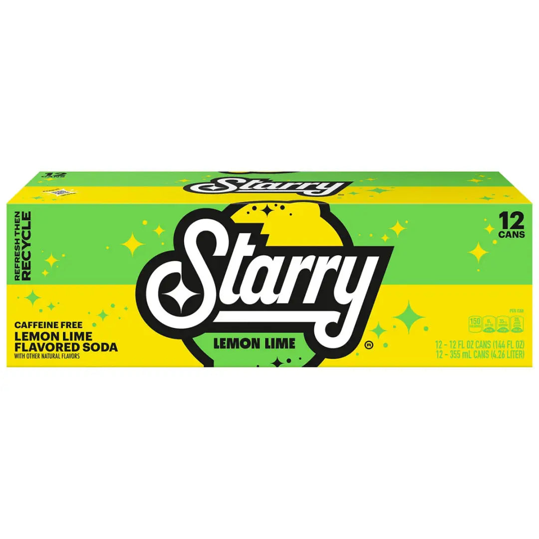 Starry Lemon Lime Soda Caffeine Free 12 Fl Oz Can Case 12