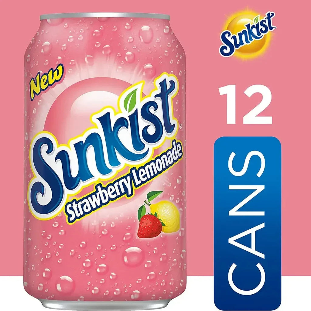Sunkist Strawberry Lemonade Soda 12 fl oz cans 12 pack