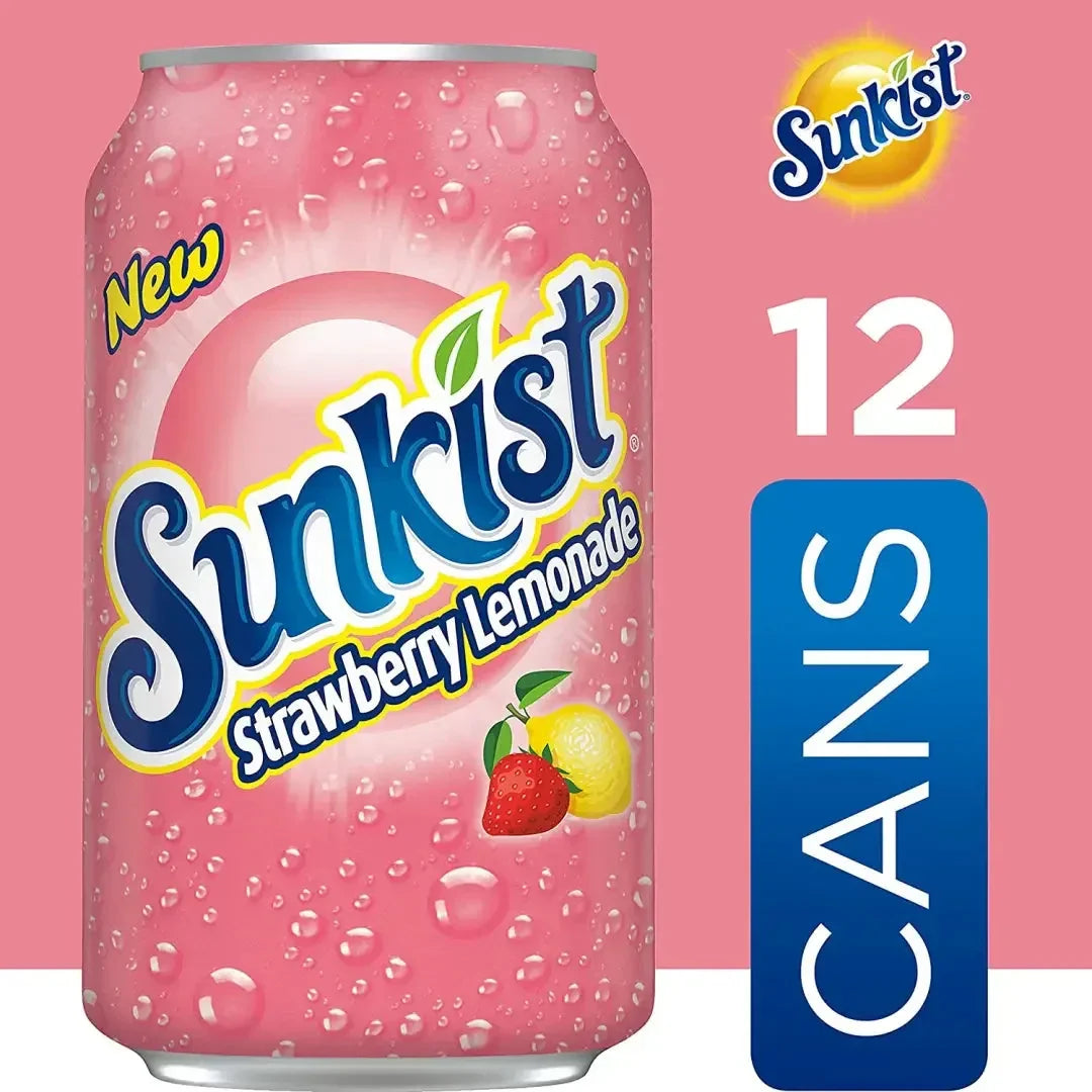 Sunkist Strawberry Lemonade Soda 12 fl oz cans 12 pack