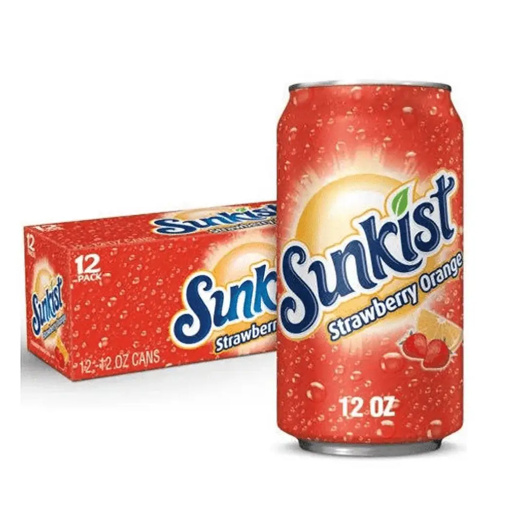 Sunkist Strawberry Orange Soda 12oz cans (Pack of 12) - soda