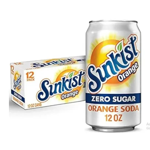 Sunkist Zero Sugar Orange Soda 12oz/355ml Cans case of 12