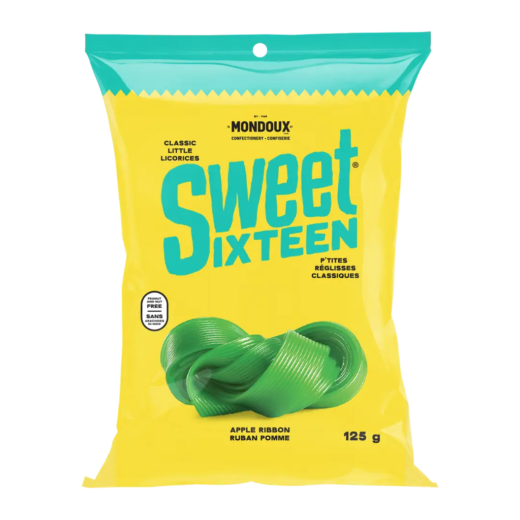 Sweet Sixteen Green Apple Ribbon Licorice 125g Bags Case