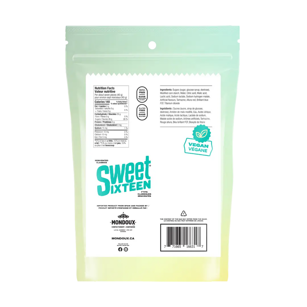 Sweet Sixteen Vegan Sour Candy Mix Party Pack 350g Case