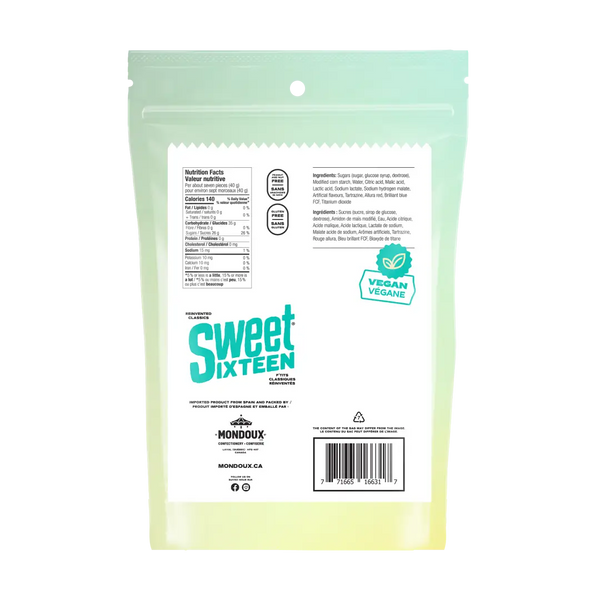 Sweet Sixteen Vegan Sour Candy Mix Party Pack 350g Case