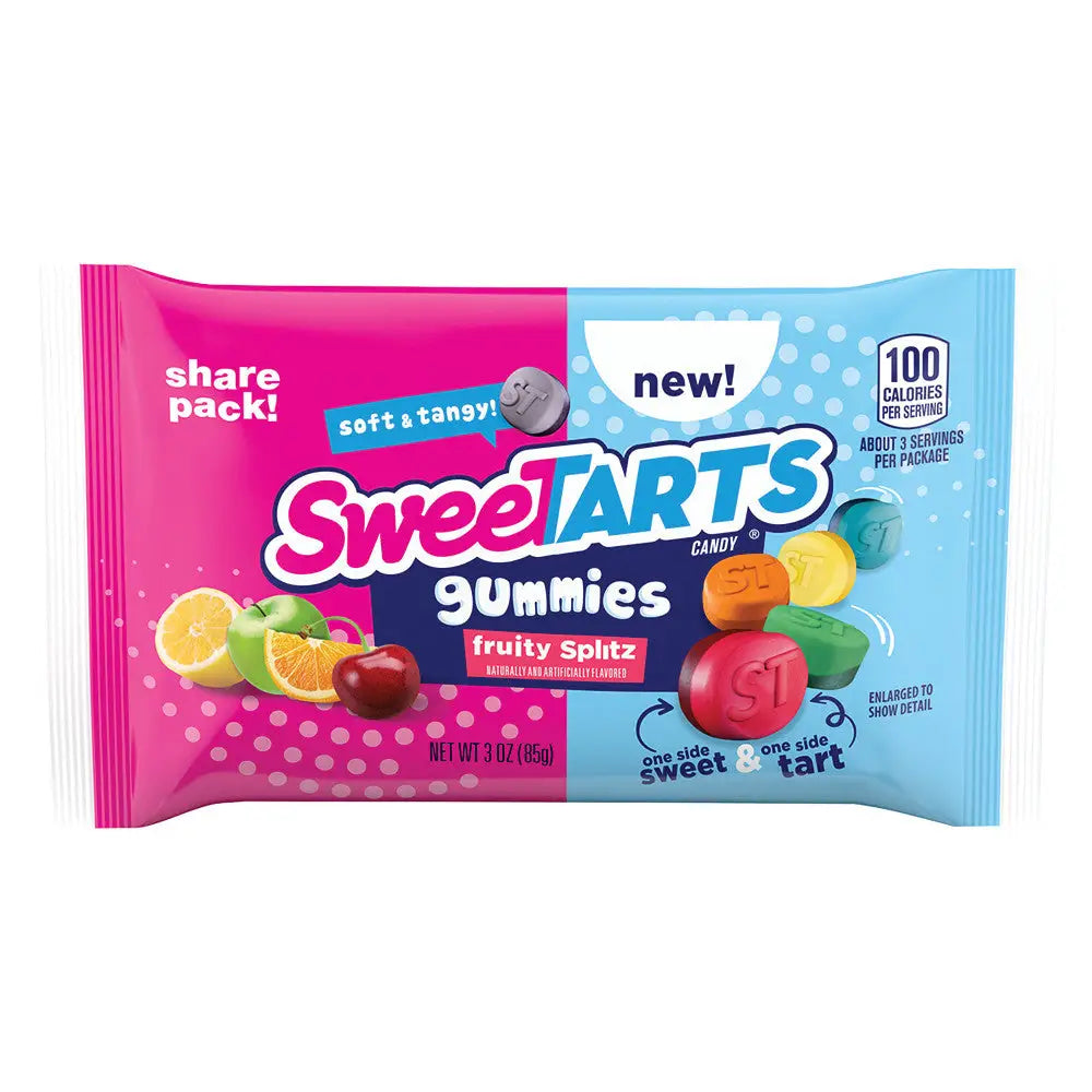 SWEETARTS GUMMIES FRUITY SPLITZ 3 OZ BAG-Case 12ct - gummy