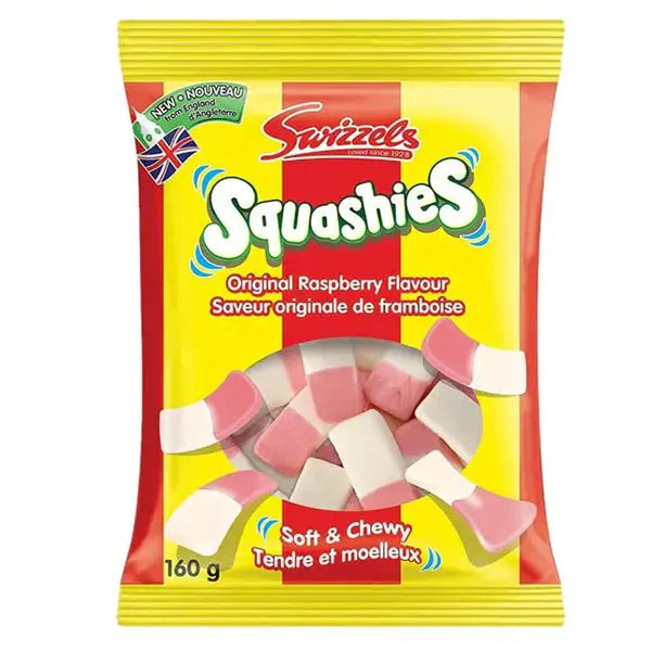 Swizzels Raspberry Squashies -160 g bag case 10 count