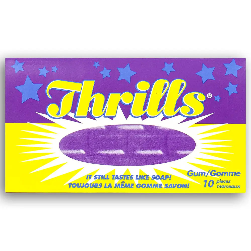 Thrills Retro Canadian Purple Rosewater Gum 60g Packs, Case of 20 Secondary image