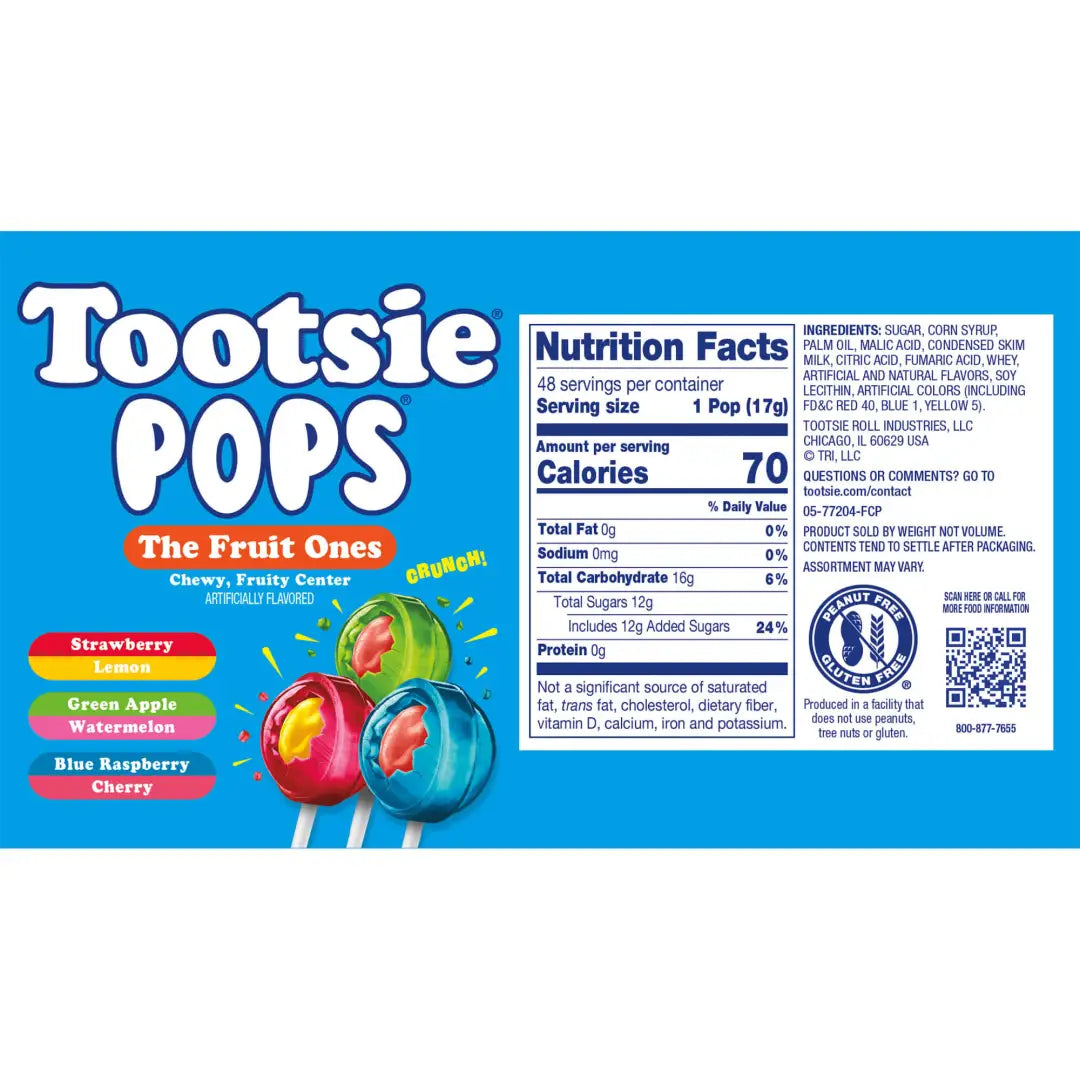 Tootsie Pops The Fruit Ones Assorted Fruit Lollipops 48