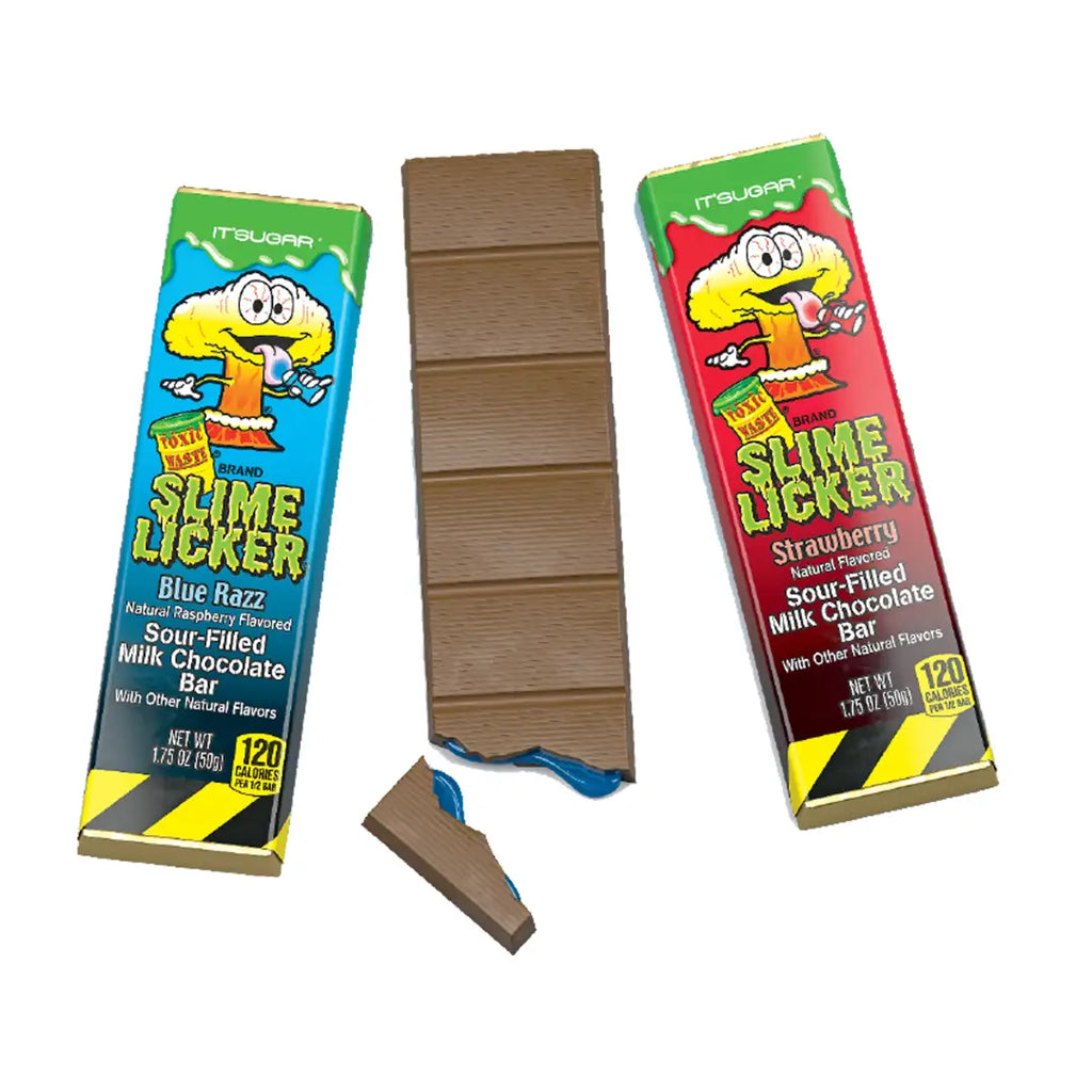 Toxic Waste Slime Licker Blue Razz Chocolate Bar Sour Candy