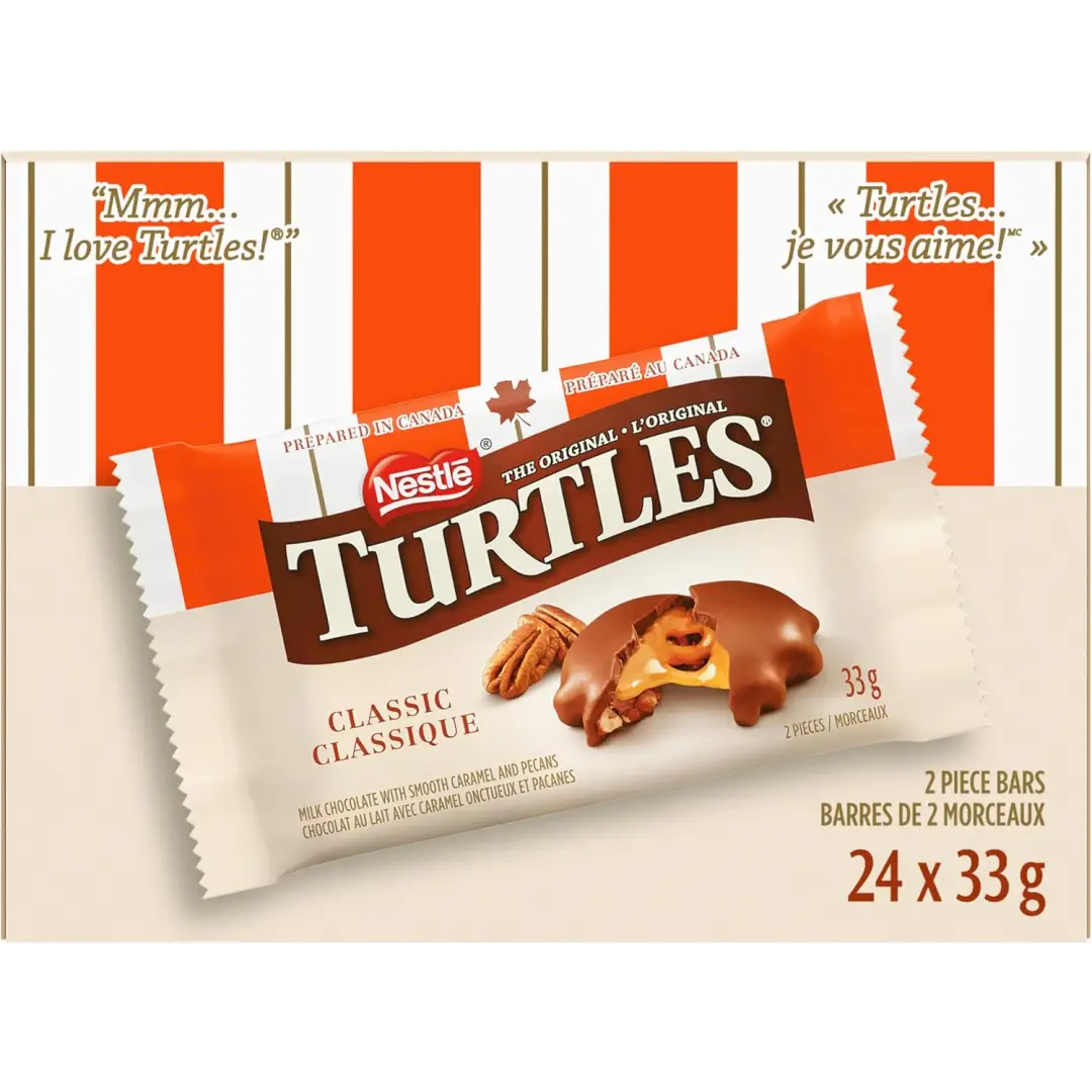 TURTLES 2-Piece Bar Smooth Caramel & Crunchy Pecans Draped