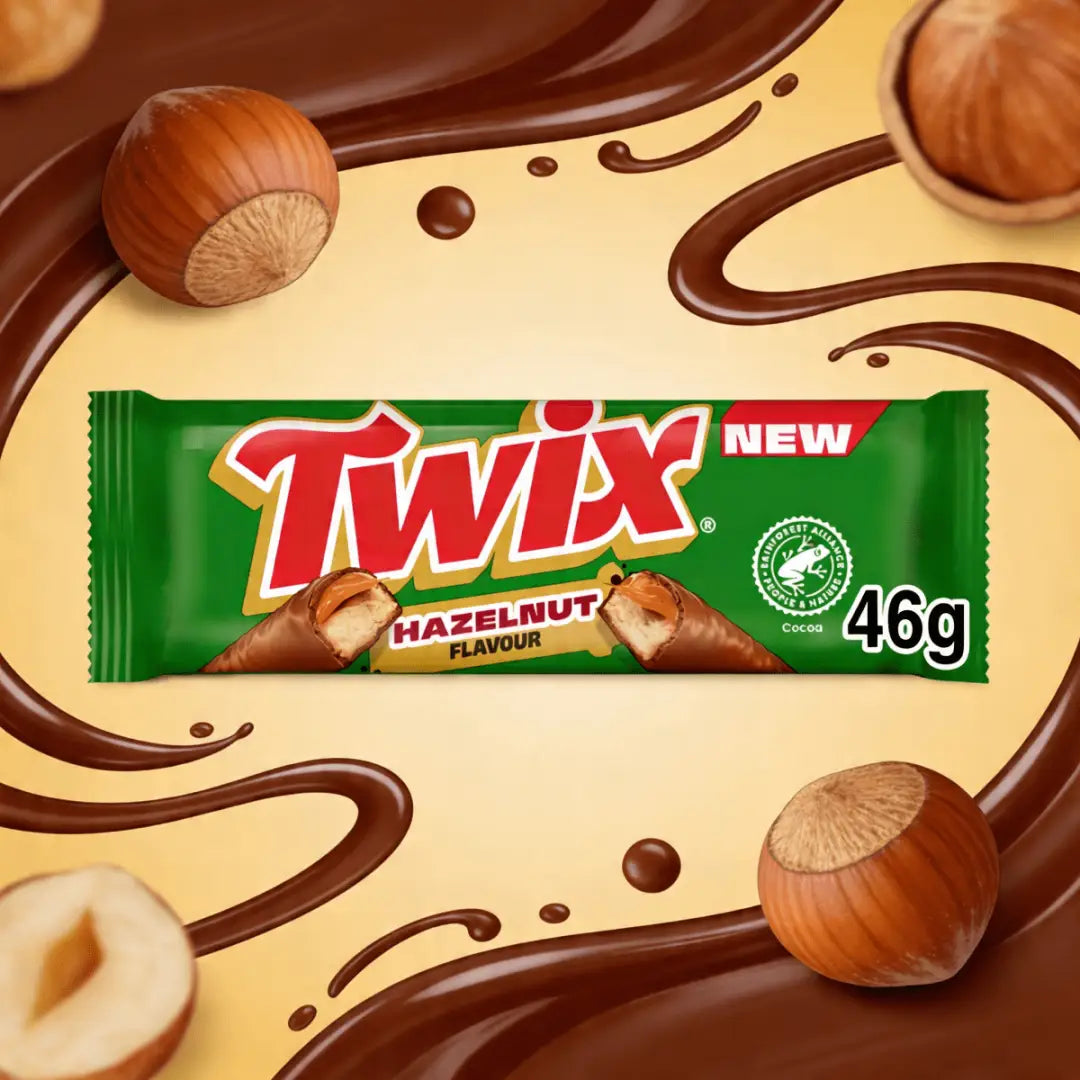 Twix Hazelnut Milk Chocolate Bar 46g UK Case Pack 30 Count