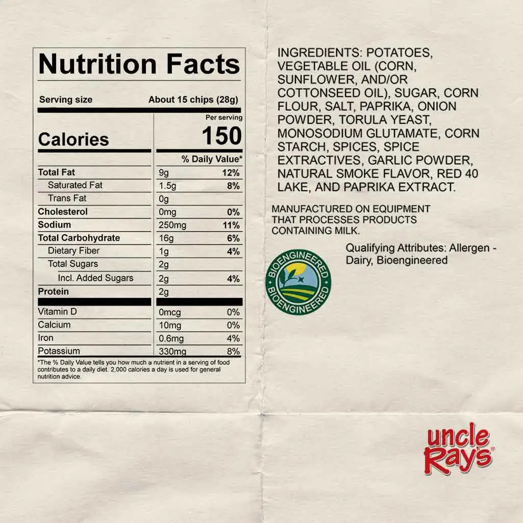 Uncle Rays Hot Potato Chips 85g Bags Case of 12 Gluten Free