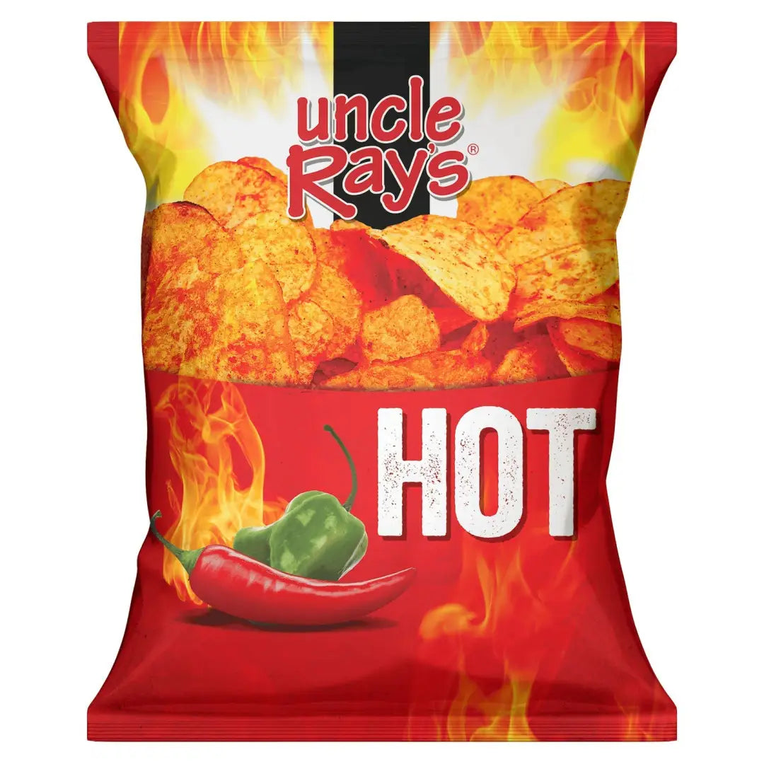 Uncle Rays Hot Potato Chips 85g Bags Case of 12 Gluten Free