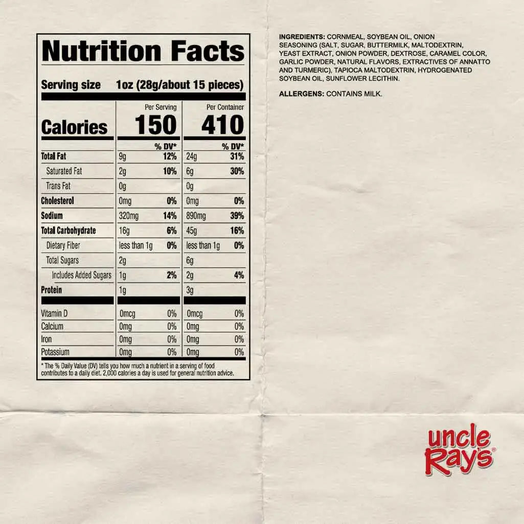 Uncle Rays Onion Rings Crispy Snack 2.75oz (78g) Bags Case