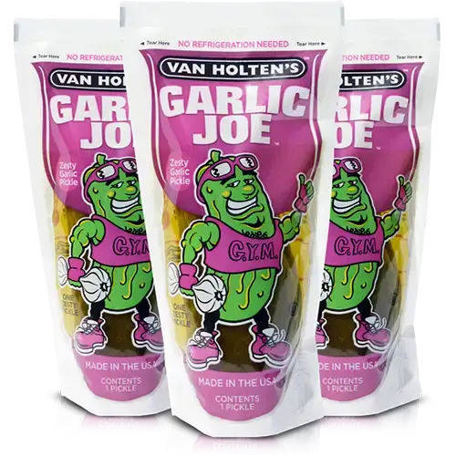 Van Holten’s Garlic Joe Zesty Garlic Pickles in a pouch