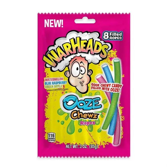 Warheads Ooze Chewz Ropes - 3 oz /85g pack of 8- price per