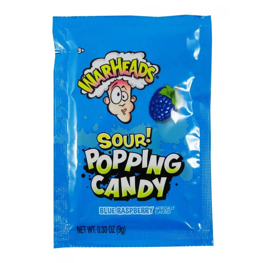 Warheads SOUR Blue Raspberry Popping Candy 9g-20ct - candy