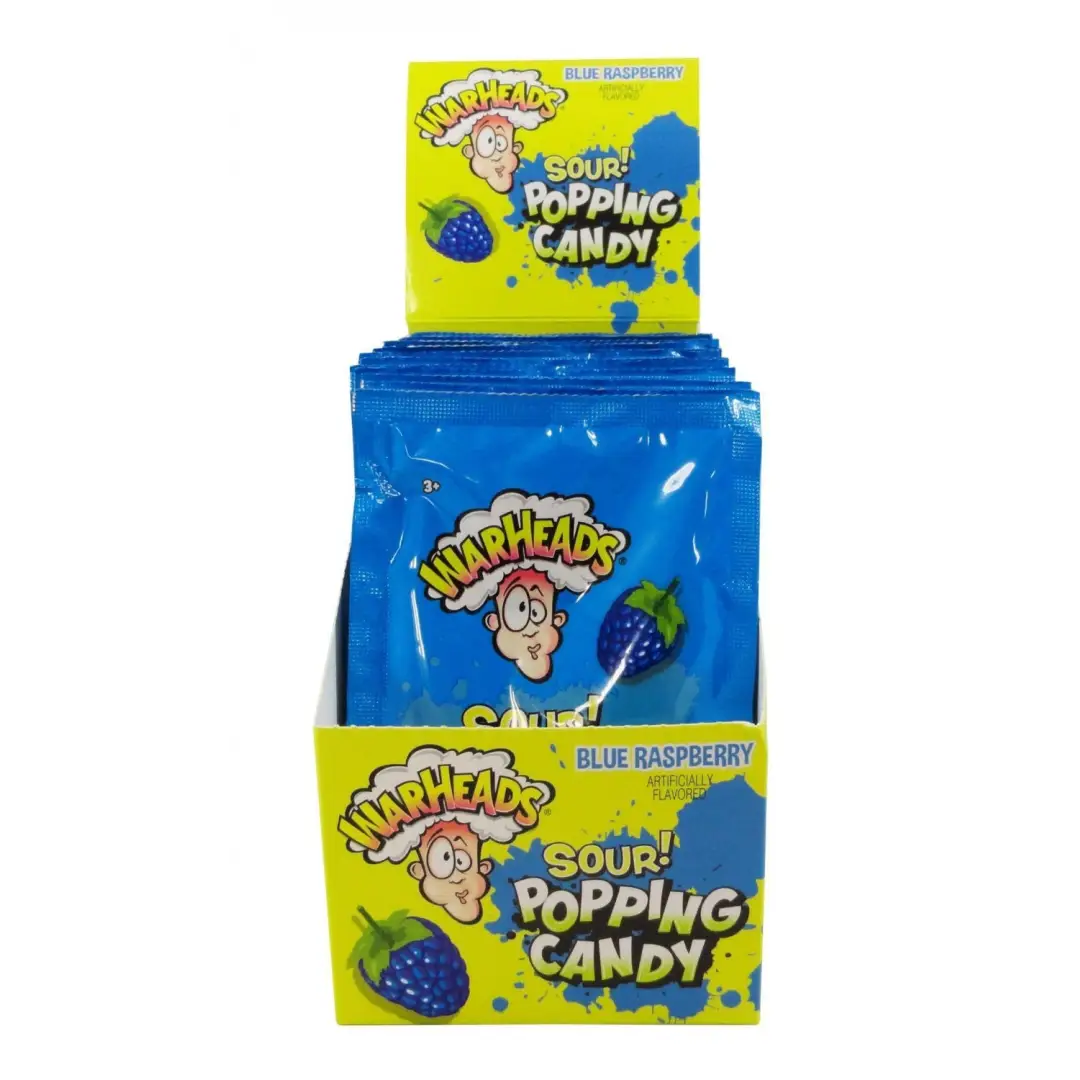 Warheads SOUR Blue Raspberry Popping Candy 9g-20ct - candy