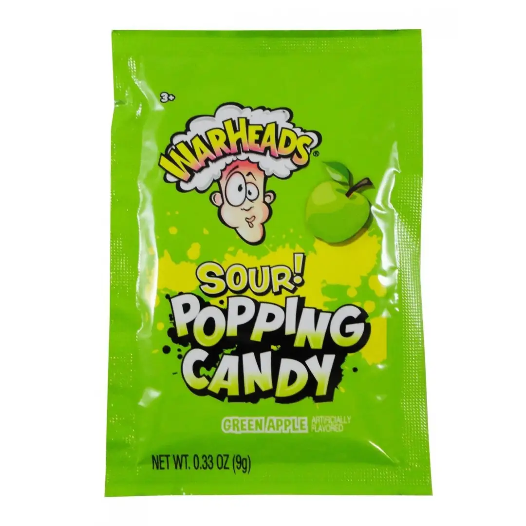 Warheads SOUR Green Apple Popping Candy 9g- 20ct - candy