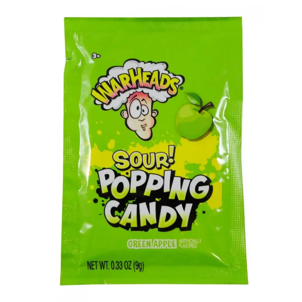 Warheads SOUR Green Apple Popping Candy 9g- 20ct - candy