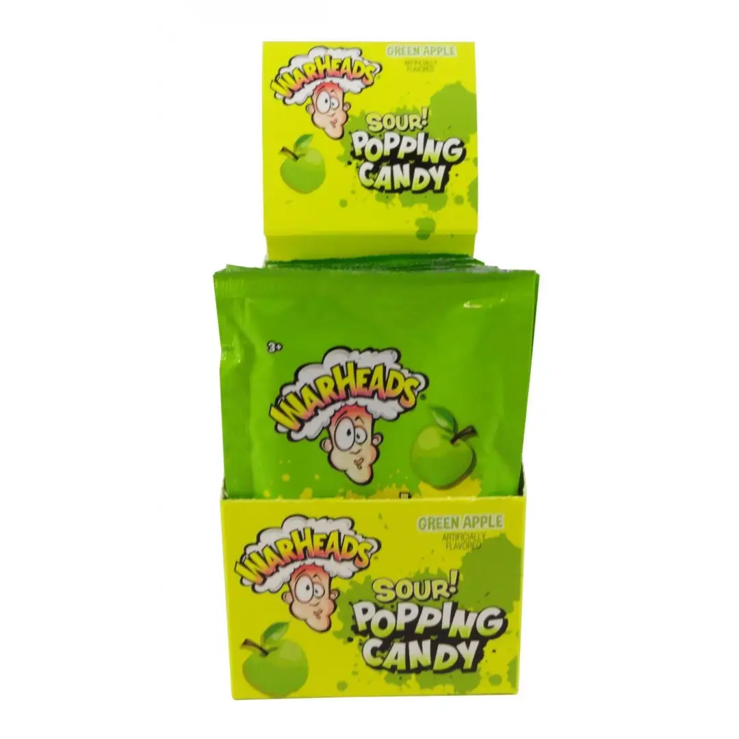 Warheads SOUR Green Apple Popping Candy 9g- 20ct - candy