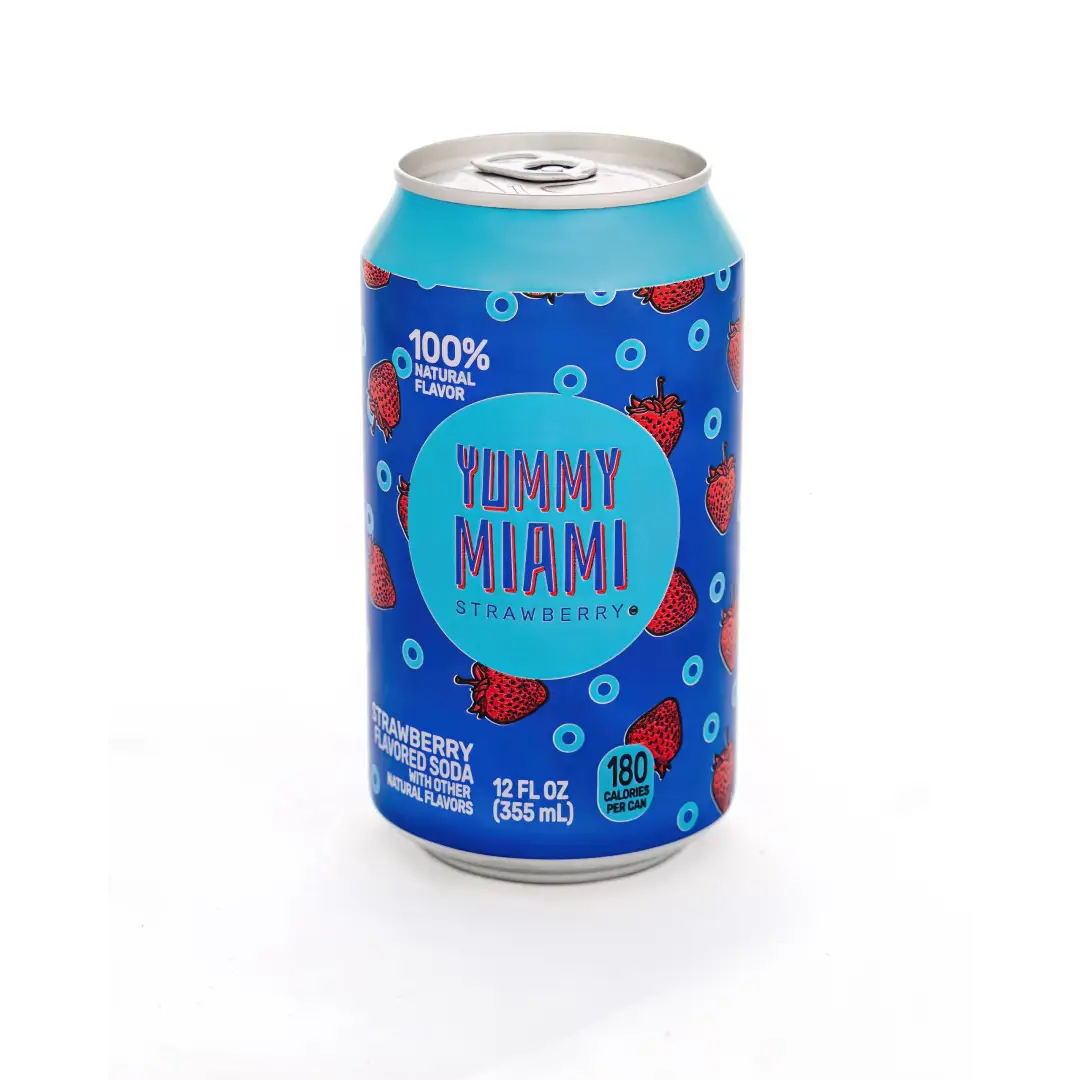 Yummy Miami Strawberry Soda 12oz/355ml can 12 pack - Soda